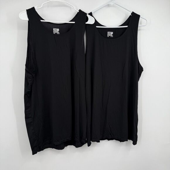 Two 32 Degrees Cool Black Layering Cooling Tank Tops Outdoors Hiking Camping LOT - Picture 1 of 8